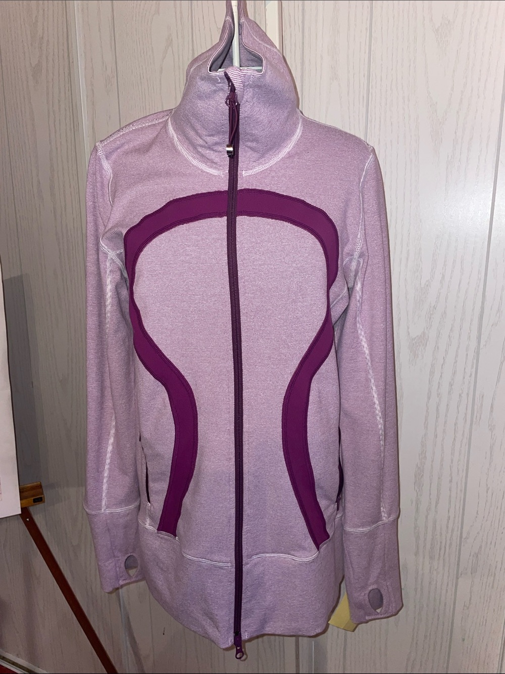 LULULEMON STRIDE PINSTRIPES RUNNING YOGA JACKET HIGH NECK SZ 10